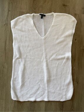 Eileen Fisher White Organic Knit Sleeveless Tunic Small Petite